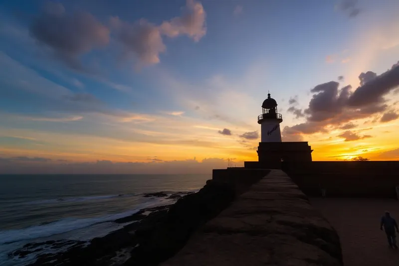 Galle Fort lighthouse at sunset