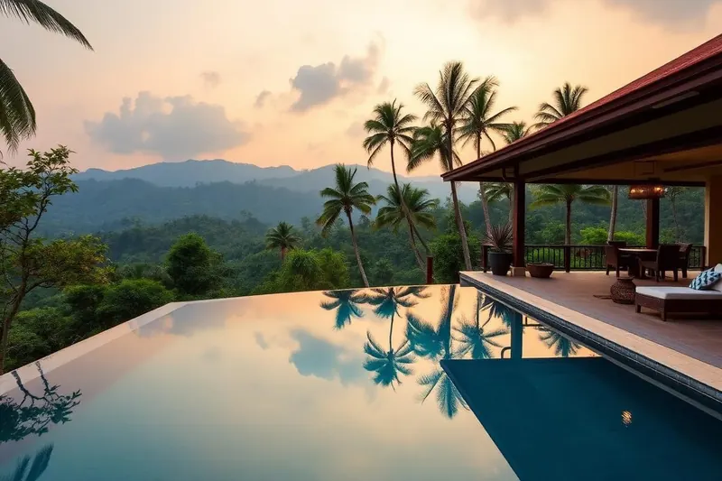 Infinity pool overlooking tea hills